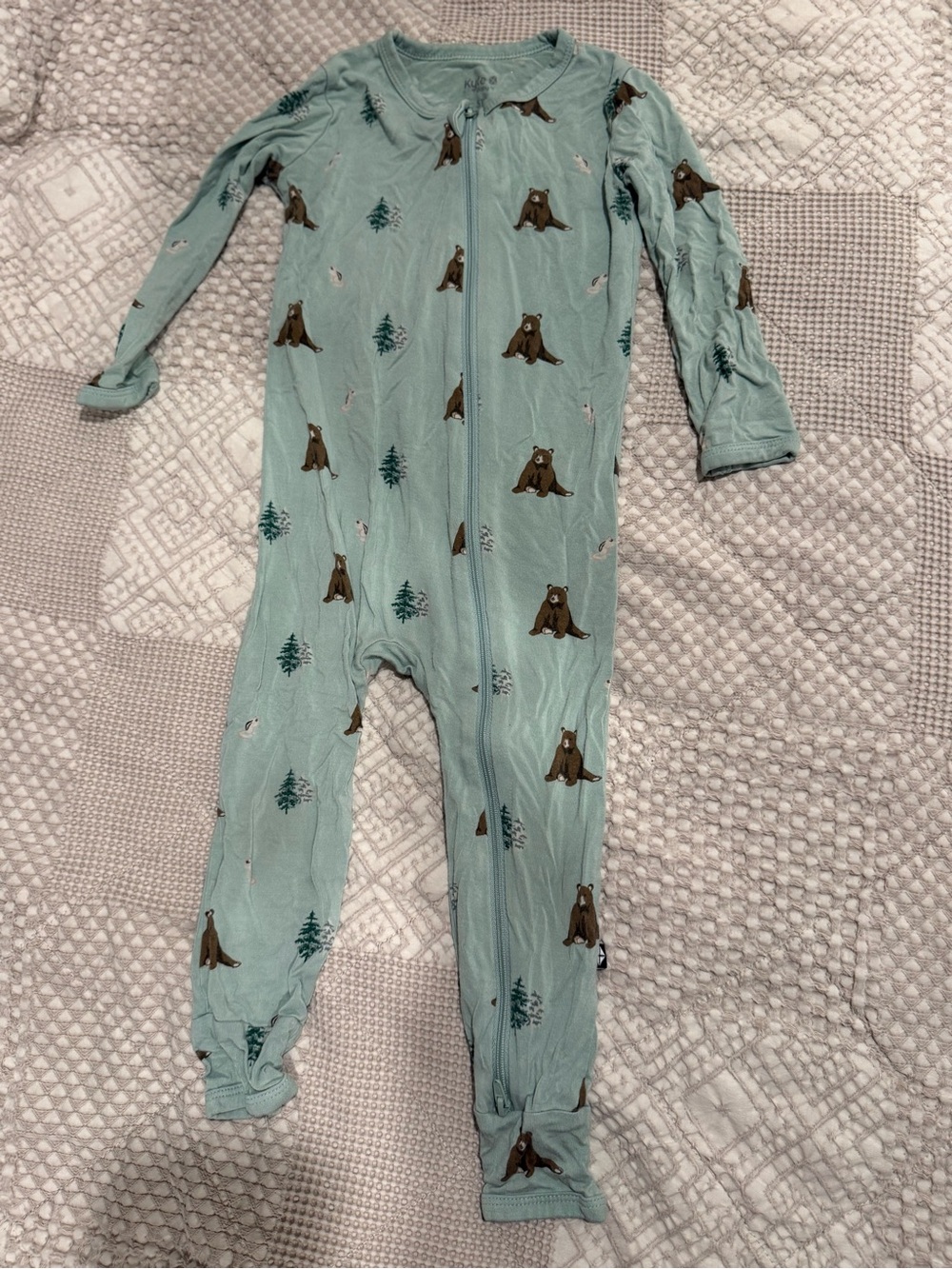 Kyte BABY Mint Green Trail-Print romper pajamas